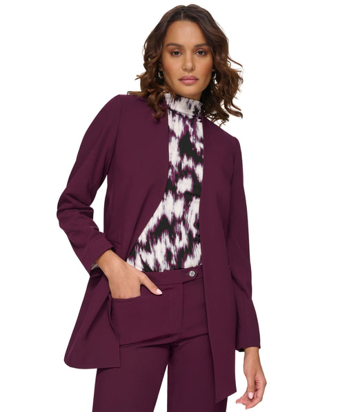 Petite Open-Front Collarless Blazer